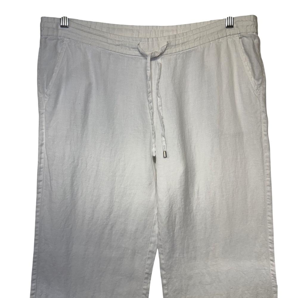 Tommy Bahama Womens White 100% Linen Drawstring Wide Leg Pants Size Medium - Picture 4 of 11